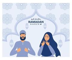 Ramadan salutation carte, content jeûne à tout musulman, Ramadan Karim, plat vecteur moderne illustration