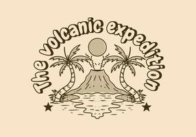 illustration conception de volcan et plage vecteur