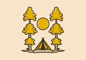 camping tente entre deux pin tress illustration vecteur