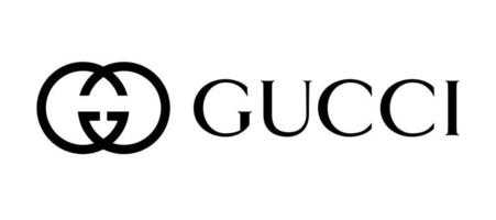 Gucci logo - Gucci icône avec police de caractères sur blanc Contexte vecteur