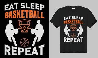 manger sommeil basketball répéter jeu typographie vecteur T-shirt conception