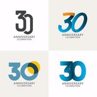 30 ans anniversaire célébration compilation logo vector illustration de conception de modèle