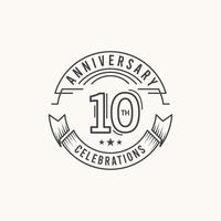 10 ans anniversaire célébration logo vector illustration de conception de modèle