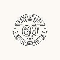 60 ans anniversaire célébration logo vector illustration de conception de modèle