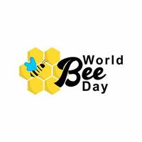 illustration de conception de modèle de logo de journée mondiale des abeilles vecteur
