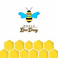 illustration de conception de modèle de logo de journée mondiale des abeilles vecteur