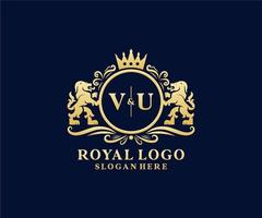 modèle de logo initial vu lettre lion royal luxe dans l'art vectoriel pour le restaurant, la royauté, la boutique, le café, l'hôtel, l'héraldique, les bijoux, la mode et d'autres illustrations vectorielles.
