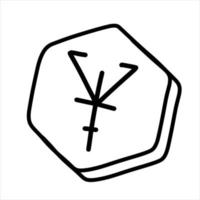 griffonnage nordique rune. noir et blanc la magie scandinave icône. viking mystère lettre vecteur