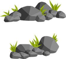 des pierres pour le Contexte de Naturel paysage. ensemble de rochers avec herbe pour paysage vue - dessin animé illustration mousse vecteur