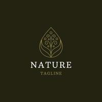 boutique nature du modèle de conception d'icône de logo de ligne de feuille vecteur