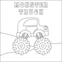 vecteur illustration de monstre un camion avec mignonne dinosaure conducteur. dessin animé isolé vecteur illustration, Créatif vecteur puéril conception pour des gamins activité coloration livre ou page.