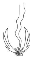 mouchard la magie Balle avec ailes mouche bas. vecteur illustration dans contour griffonnage style isolé sur blanc Contexte.