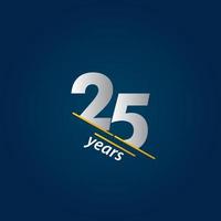 25 ans anniversaire célébration modèle vecteur bleu et blanc illustration de conception