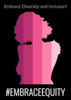 verticale noir concept affiche avec rose femme silhouette. embrasse équité social mouvement illustration avec étreindre soi mains. vecteur