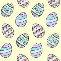 sans couture modèle Pâques des œufs dans pastel couleurs. mignonne peint griffonnage des œufs main dessiné. vecteur