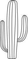 main tiré saguaro cactus isolé sur le blanc Contexte vecteur