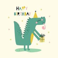 content anniversaire carte avec mignonne crocodile. vecteur des illustrations