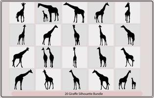 silhouette de une girafe, ensemble de vecteur silhouettes de girafes, vecteur dessin silhouette de une girafe