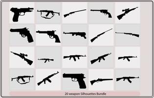 gros arsenal arme, armes silhouette ensemble, ensemble de divers moderne armes -vecteur silhouettes vecteur