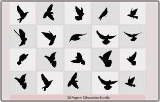 pigeons silhouette, pigeon silhouette vecteur, silhouettes de en volant des oiseaux pigeon, vecteur