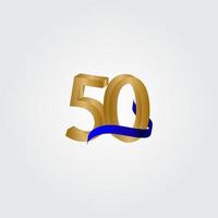 50 ans anniversaire célébration numéro or vector illustration de conception de modèle
