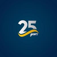 25 ans anniversaire célébration élégant blanc jaune bleu logo vector illustration de conception de modèle