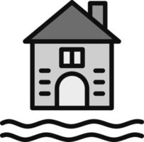icône de vecteur de maison inondée