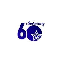 60 ans anniversaire célébration star logo bleu vector illustration de conception de modèle