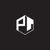 PL logo monogramme hexagone avec noir Contexte négatif espace style vecteur