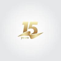 15 ans anniversaire célébration ruban d'or vector illustration de conception de modèle