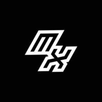 mx logo monogramme avec en haut à vers le bas style négatif espace conception modèle vecteur