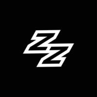 zz logo monogramme avec en haut à vers le bas style négatif espace conception modèle vecteur