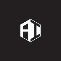 ai logo monogramme hexagone avec noir Contexte négatif espace style vecteur