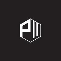 pw logo monogramme hexagone avec noir Contexte négatif espace vecteur