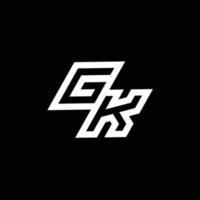 gk logo monogramme avec en haut à vers le bas style négatif espace conception modèle vecteur