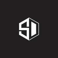 Dakota du Sud logo monogramme hexagone avec noir Contexte négatif espace style vecteur