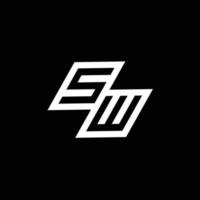 sw logo monogramme avec en haut à vers le bas style négatif espace conception modèle vecteur