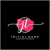 initiale jt féminin logo collections modèle. écriture logo de initiale signature, mariage, mode, bijoux, boutique, floral et botanique avec Créatif modèle pour tout entreprise ou entreprise. vecteur