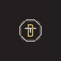 dt initiale lettre chevauchement verrouillage logo monogramme ligne art style vecteur