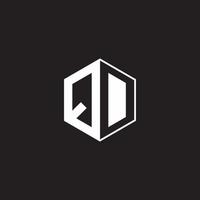 qd logo monogramme hexagone avec noir Contexte négatif espace style vecteur