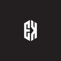 ek logo monogramme avec hexagone forme style conception modèle vecteur