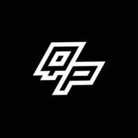 qp logo monogramme avec en haut à vers le bas style négatif espace conception modèle vecteur