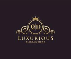 modèle initial de logo de luxe royal de lettre qd dans l'art vectoriel pour le restaurant, la royauté, la boutique, le café, l'hôtel, l'héraldique, les bijoux, la mode et d'autres illustrations vectorielles.