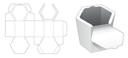 boîte hexagonale avec gabarit découpé à glissière sur le dessus vecteur