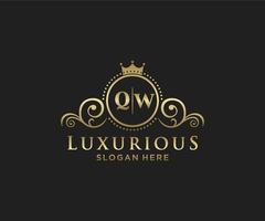 modèle initial de logo de luxe royal de lettre qw dans l'art vectoriel pour le restaurant, la royauté, la boutique, le café, l'hôtel, l'héraldique, les bijoux, la mode et d'autres illustrations vectorielles.