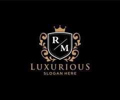 modèle de logo de luxe royal de lettre rm initiale dans l'art vectoriel pour le restaurant, la royauté, la boutique, le café, l'hôtel, l'héraldique, les bijoux, la mode et d'autres illustrations vectorielles.