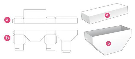 boîte chanfreinée inférieure avec couvercle gabarit découpé vecteur