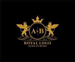 initiale un B lettre Lion Royal luxe héraldique, crête logo modèle dans vecteur art pour restaurant, royalties, boutique, café, hôtel, héraldique, bijoux, mode et autre vecteur illustration.