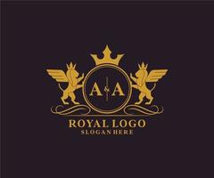 initiale aa lettre Lion Royal luxe héraldique, crête logo modèle dans vecteur art pour restaurant, royalties, boutique, café, hôtel, héraldique, bijoux, mode et autre vecteur illustration.