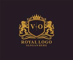 modèle de logo de luxe royal de lion de lettre vo initiale dans l'art vectoriel pour le restaurant, la royauté, la boutique, le café, l'hôtel, l'héraldique, les bijoux, la mode et d'autres illustrations vectorielles.